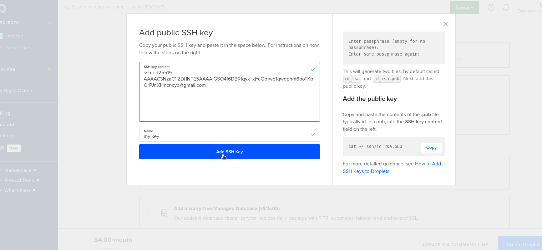 Adding an SSH Key